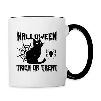 Halloween | Süßes oder Saures - Tasse zweifarbig - Weiß/Schwarz - Rechts