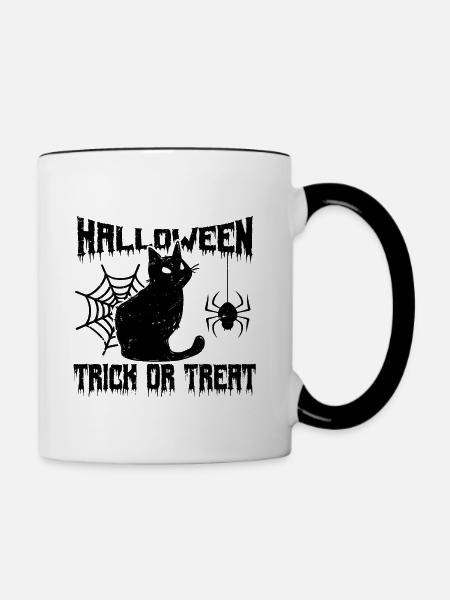 Halloween | Süßes oder Saures - Tasse zweifarbig - Weiß/Schwarz