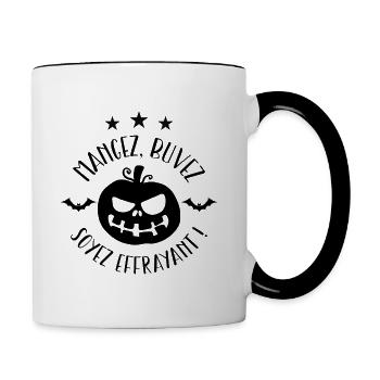 mangez, buvez, soyez effrayant - Mug contrasté - blanc/noir - Droite