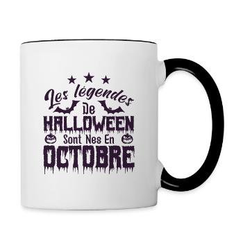 Les Légendes de halloween sont nés en octobre - Mug contrasté - blanc/noir - Droite