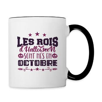 Les Rois D’halloween sont nés en octobre - Mug contrasté - blanc/noir - Droite