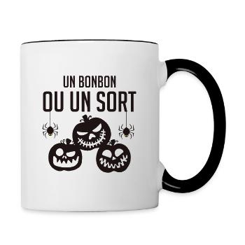 Un bonbon ou un sort - Mug contrasté - blanc/noir - Droite