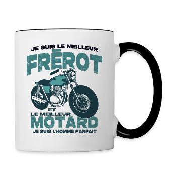 Le meilleur frèrot et le meilleur motard - Mug contrasté - blanc/noir - Droite