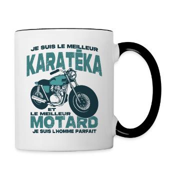 Le meilleur motard et le meilleur karatéka - Mug contrasté - blanc/noir - Droite
