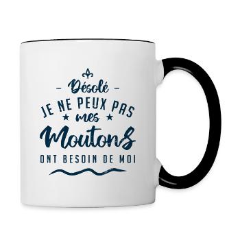 Désolé mes moutons ont besoin de moi - Mug contrasté - blanc/noir - Droite