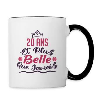 20 ans et plus belle que jamais - Mug contrasté - blanc/noir - Droite