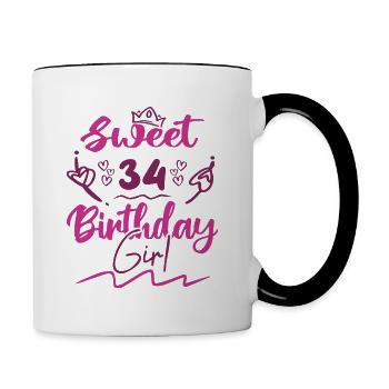 Sweet 34 birthday girl | Gift Birthday - Contrasting Mug - white/black - Right