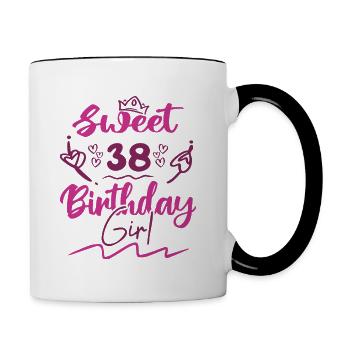 Süßes 38 Geburtstagskind | Geschenk Geburtstag - Tasse zweifarbig - Weiß/Schwarz - Rechts