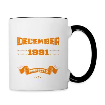 Legends were born in December 1991 | gift - Mug contrasté - blanc/noir - Droite