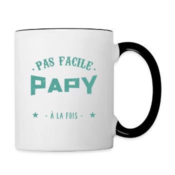 Pas Facile d’être Papy et Professeur à al Fois Mai - Mug contrasté - blanc/noir - Droite