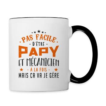 Papa Mécanicien - Mug contrasté - blanc/noir - Droite