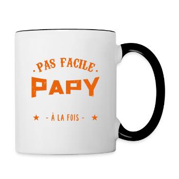 Papy motard moto - Mug contrasté - blanc/noir - Droite