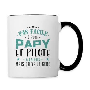 Papy Pilote - Mug contrasté - blanc/noir - Droite