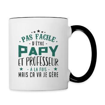 Papy et professeur | cadeau - Mug contrasté - blanc/noir - Droite