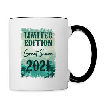Einzigartig seit 2020 - Tasse zweifarbig - Weiß/Schwarz - Rechts