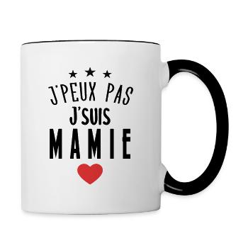 J'peux Pas J'suis Mamie - Mug contrasté - blanc/noir - Droite