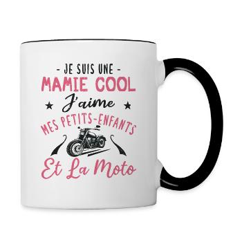 Mamie motarde carrément plus cool - Mug contrasté - blanc/noir - Droite