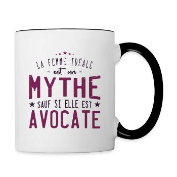 Avocate femme. Cadeau métier loi mythe tribunal - Mug contrasté - blanc/noir - Droite