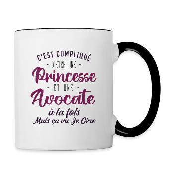 Princesse Avocate | cadeau métier - Mug contrasté - blanc/noir - Droite