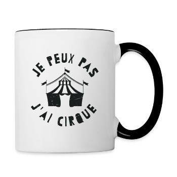 je peux pas j'ai cirque | cadeau citation humour - Mug contrasté - blanc/noir - Droite