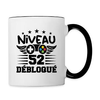 Niveau 52 débloqué - idée cadeau anniversaire - Mug contrasté - blanc/noir - Droite