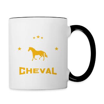 la vie est faite d'obstacles, je m'en fous cheval - Mug contrasté - blanc/noir - Droite