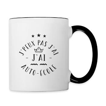 j'peux pas j ai auto école - Mug contrasté - blanc/noir - Droite