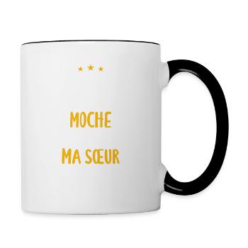 Parfois je me trouve moche alors je pense à sœur - Mug contrasté - blanc/noir - Droite
