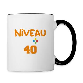 Niveau 40 débloqué - idée cadeau anniversaire - Mug contrasté - blanc/noir - Droite