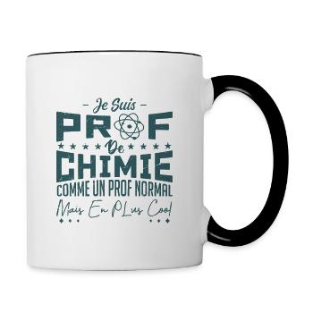 Meuf - Cool - Chimie - Femme - Cadeau - Prof - Mug contrasté - blanc/noir - Droite