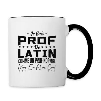 Je Suis Prof de Latin | Métier Citations Noël - Mug contrasté - blanc/noir - Droite