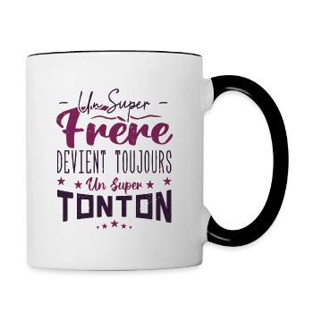 un super frère devient toujours un super tonton - Mug contrasté - blanc/noir - Droite