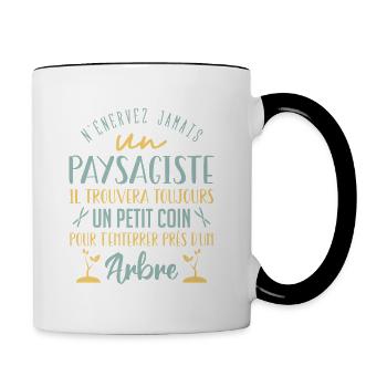 Paysagiste et jardinier cadeau humour - Mug contrasté - blanc/noir - Droite