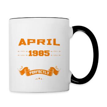 Legends wurden im April 1985 geboren | Weinlese - Tasse zweifarbig - Weiß/Schwarz - Rechts