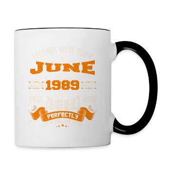Legends wurden im Juni 1989 geboren | limitierte Auflage - Tasse zweifarbig - Weiß/Schwarz - Rechts