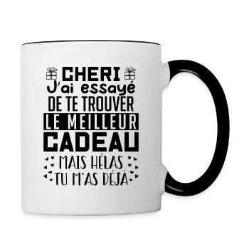 Chéri Saint Valentin Amour Couple | Humour - Mug contrasté - blanc/noir - Droite