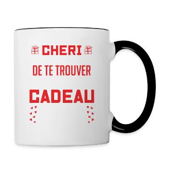 Chérie, cadeau pour la saint valentin, humour. - Mug contrasté - blanc/noir - Droite