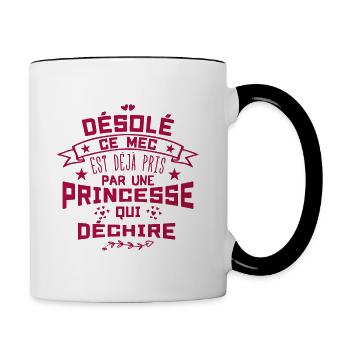 Désolé Ce Mec est déjà pris par une princesse - Mug contrasté - blanc/noir - Droite