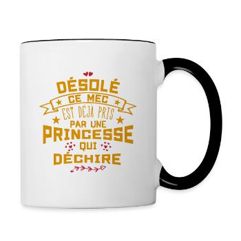 Désolé Ce Mec est déjà pris par une princesse - Mug contrasté - blanc/noir - Droite