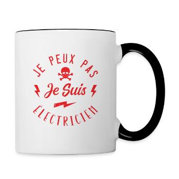 J'peux pas je suis électricien - Mug contrasté - blanc/noir - Droite