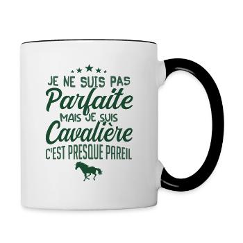 je ne suis pas parfaite mais je suis cavalière - Mug contrasté - blanc/noir - Droite