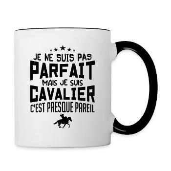 Je ne suis pas parfait mais je suis cavalier - Mug contrasté - blanc/noir - Droite