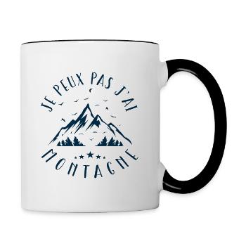 Je Peux Pas J ai Montagne | Cadeau Pour Randonneur - Mug contrasté - blanc/noir - Droite