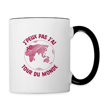 je peux pas j'ai tour du monde - Mug contrasté - blanc/noir - Droite
