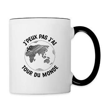 je peux pas j'ai tour du monde - Mug contrasté - blanc/noir - Droite