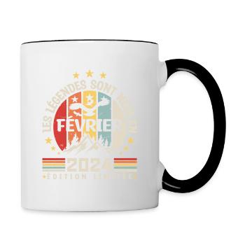 les légendes sont née en Février 2024 - Mug contrasté - blanc/noir - Droite