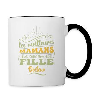 Meilleure Maman Avec Fille Docteur - Mug contrasté - blanc/noir - Droite