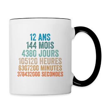 12 Ans Anniversaire - cadeau d'anniversaire - Mug contrasté - blanc/noir - Droite