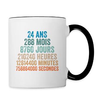24 Ans Anniversaire - cadeau d'anniversaire - Mug contrasté - blanc/noir - Droite
