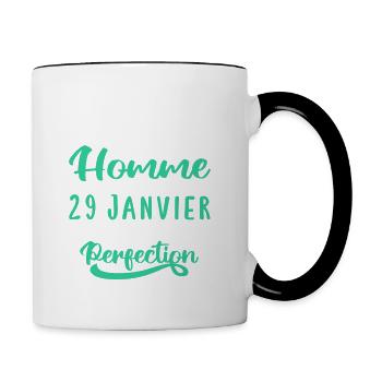 Anniversaire Homme - Né le 29 Janvier - Mug contrasté - blanc/noir - Droite